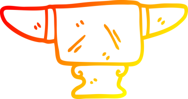 Bir insan tarafından çizilmiş ağır, eski bir örsün sıcak çizgi çizimi