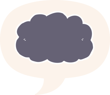 bir insan tarafından çizilmiş retro tarzı konuşma baloncuklu çizgi film bulutu