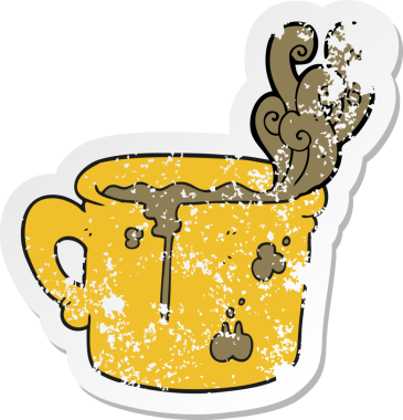 Bir insan tarafından çizilmiş eski bir kahve fincanının gerilimli yapıştırması.