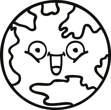 Bir insan tarafından çizilmiş bir gezegenin çizgi çizimi.