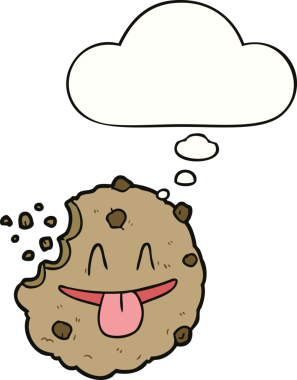 Bir insan tarafından çizilmiş düşünce baloncuklu çizgi film kurabiyesi.