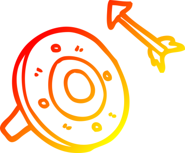 Bir çizgi film kalkanı ve bir insan tarafından çizilen okun sıcak gradyan çizimi