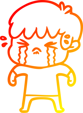 Bir insan tarafından çizilmiş, ağlayan bir çizgi film çocuğu çizimi.