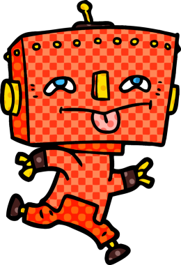 Bir insan tarafından çizilmiş çizgi film robotu