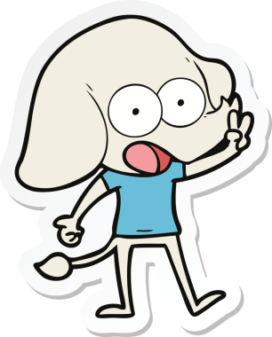 Bir insan tarafından çizilmiş şirin bir fil çıkartması.