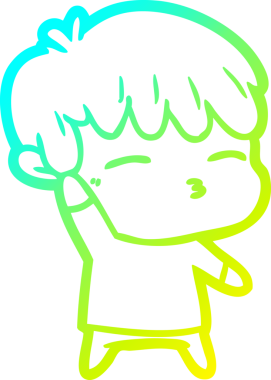 Bir çizgi film karakteri çizen soğuk gradyan bir insan tarafından çizilmiş meraklı çocuk.