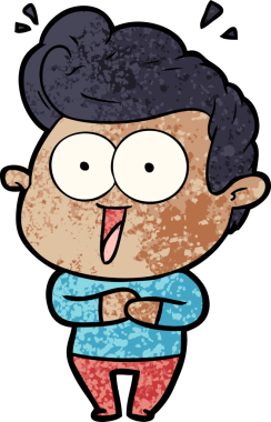 Bir insan tarafından çizilmiş heyecanlı bir çizgi film.