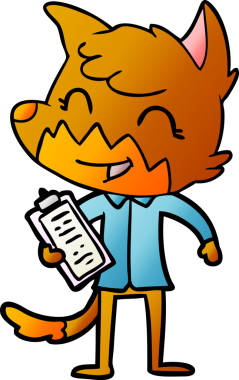 Ofis çalışanı Fox çizgi film karakteri bir insan tarafından çizilmiş.