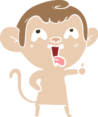 Bir insan tarafından çizilmiş düz renk çizgi film maymunu.