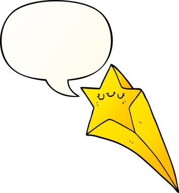 bir insan tarafından çizilmiş, konuşma baloncuklu çizgi film yıldızı.