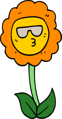 Bir insan tarafından çizilmiş karikatür çiçeği