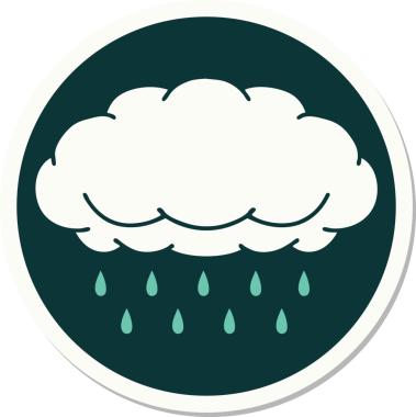 Bir insan tarafından çizilmiş geleneksel yağmur bulutu stili dövme çıkartması.