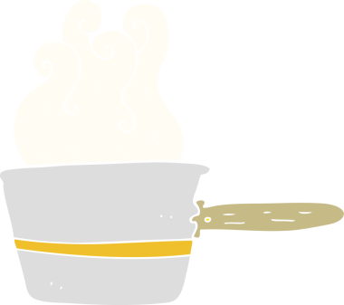 Bir insan tarafından çizilmiş tencere yemeklerinin düz renk çizimi