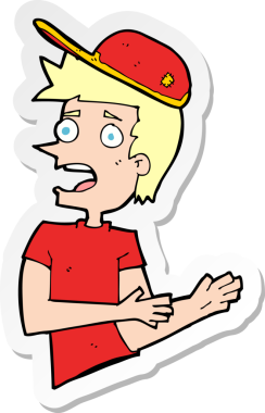 Bir insan tarafından çizilmiş bir karikatür çıkartması.