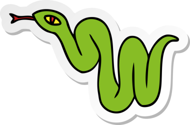 Bir insan tarafından çizilmiş bahçe yılanının el çizimi karikatürü.