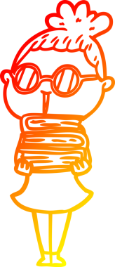 Bir insan tarafından çizilmiş gözlüklü bir karikatür kadın çizimi.