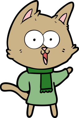 Bir insan tarafından çizilmiş komik çizgi film kedisi.