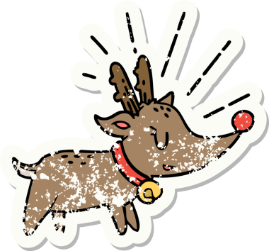 Bir insan tarafından çizilmiş eski dövme stili Ren geyiği etiketi.