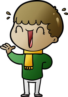 Bir insan tarafından çizilmiş gülen karikatür adam.