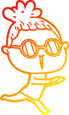 Bir insan tarafından çizilmiş gözlüklü bir karikatür kadın çizimi.