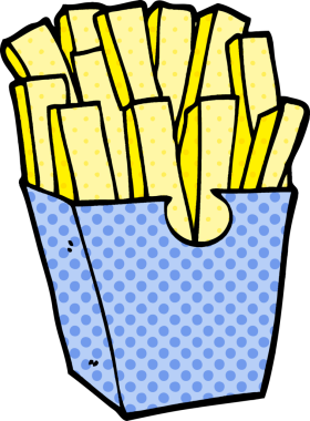 Bir insan tarafından çizilmiş karikatür kızartmaları.