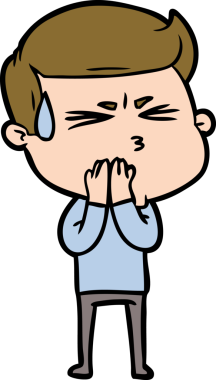 Bir insan tarafından çizilmiş terleyen çizgi film adamı.