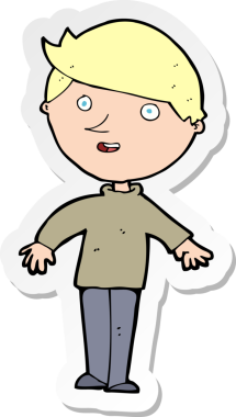 Bir insan tarafından çizilmiş mutlu bir adamın çıkartması.