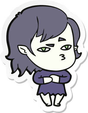 Bir insan tarafından çizilmiş vampir bir kızın çıkartması.