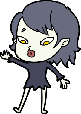 Bir insan tarafından çizilmiş şirin vampir kız çizgi filmi.