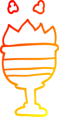 Bir insan tarafından çizilmiş alevli altın bardağın sıcak çizgi çizgisi