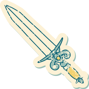 Bir insan tarafından çizilmiş bir hançerin sembolik dövmeli görüntüsü