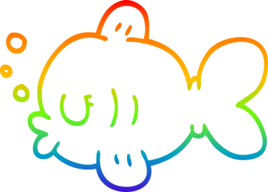 gökkuşağı gradyan çizgisi bir insan tarafından çizilmiş bir balık çizgi