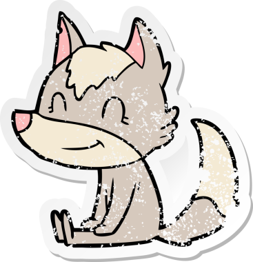 Bir insan tarafından çizilmiş dost canlısı bir kurdun sıkıntılı çıkartması.