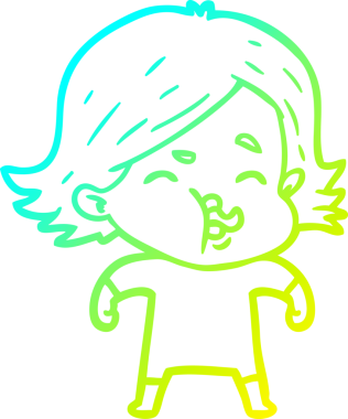 Bir insan tarafından çizilmiş bir karikatür kızı çizimi.