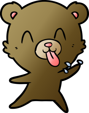 Bir insan tarafından çizilmiş kaba çizgi film ayısı.