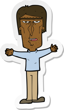 Bir insan tarafından çizilmiş kızgın bir adamın çıkartması.