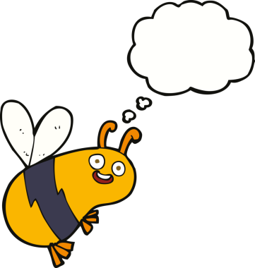 Bir insan tarafından çizilmiş düşünce balonlu komik çizgi film arısı.