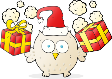 Bir insan tarafından çizilmiş serbest çizim Noel baykuşu.