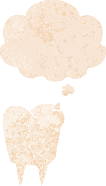 Düşünce baloncuğu ve grunge ile çizgi film dişleri bir insan tarafından çizilmiş rahatsız edilmiş retro dokuma tarzı