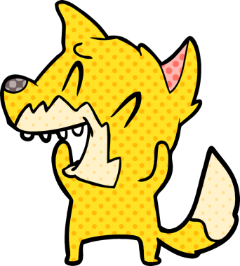 Bir insan tarafından çizilmiş gülen tilki çizgi filmi.