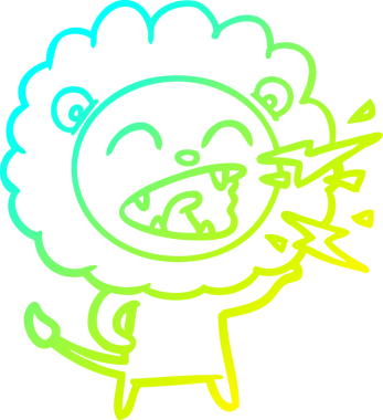 Bir insan tarafından çizilen kükreyen aslanın soğuk çizgi çizimi.