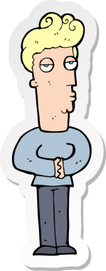 Bir insan tarafından çizilmiş kibirli bir adamın çıkartması.