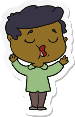 Bir insan tarafından çizilmiş bir karikatür adamın çıkartması.