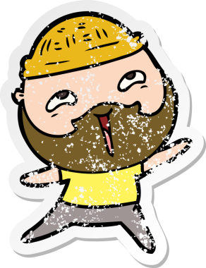 Bir insan tarafından çizilmiş mutlu sakallı bir adamın sıkıntılı çıkartması.