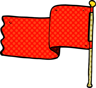 Bir insan tarafından çizilmiş kırmızı bayrak.