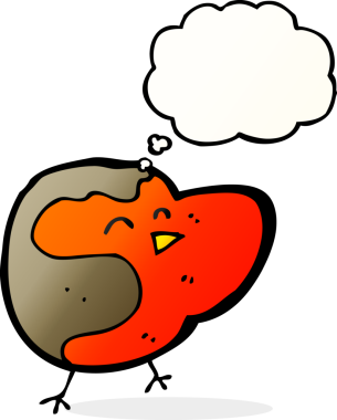 Bir insan tarafından çizilmiş düşünce balonlu çizgi robin.