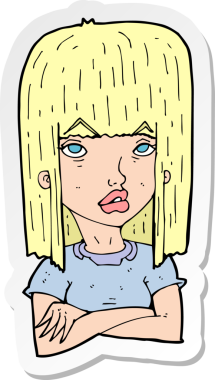 Bir insan tarafından çizilmiş kolları olan bir çizgi film kızına ait etiket.