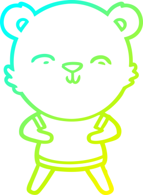 Bir insan tarafından çizilen mutlu çizgi film ayısının soğuk gradyan çizgisi.