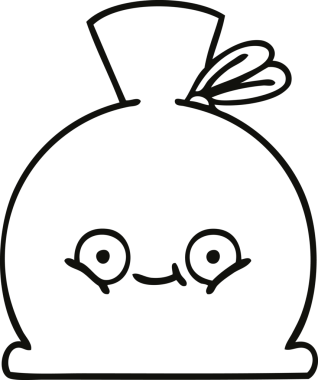 Bir insan tarafından çizilmiş çuval karikatürü.