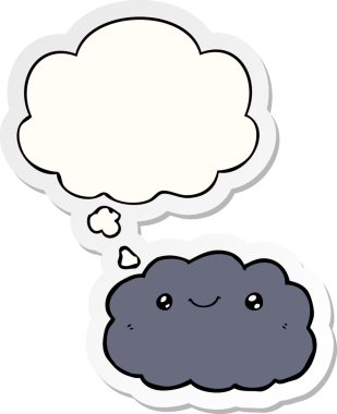 Düşünce baloncuklu karikatür bulutu insan tarafından çizilmiş bir çıkartma.